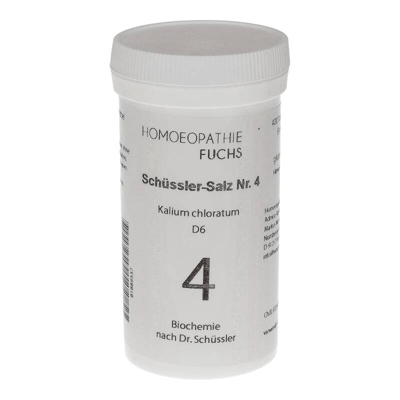 HOMOEOPATHIEFUCHS Schüssler-Salz Nummer 4 Kalium chloratum D6 Biochemie 400 St Tabletten