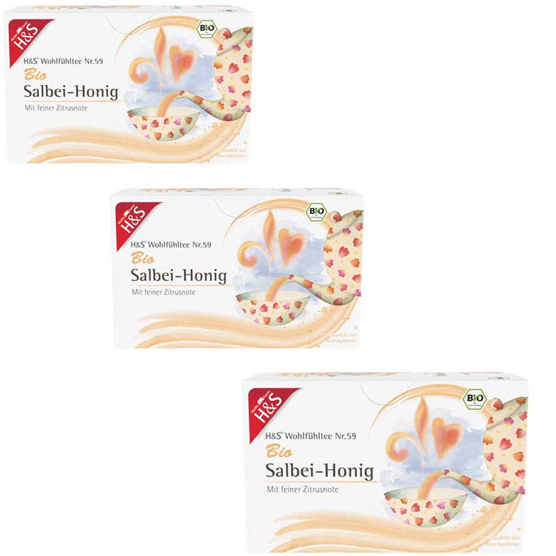 H&S Wohlfühltee Bio Salbei-Honig 3er Set 3X20X2 g Filterbeutel