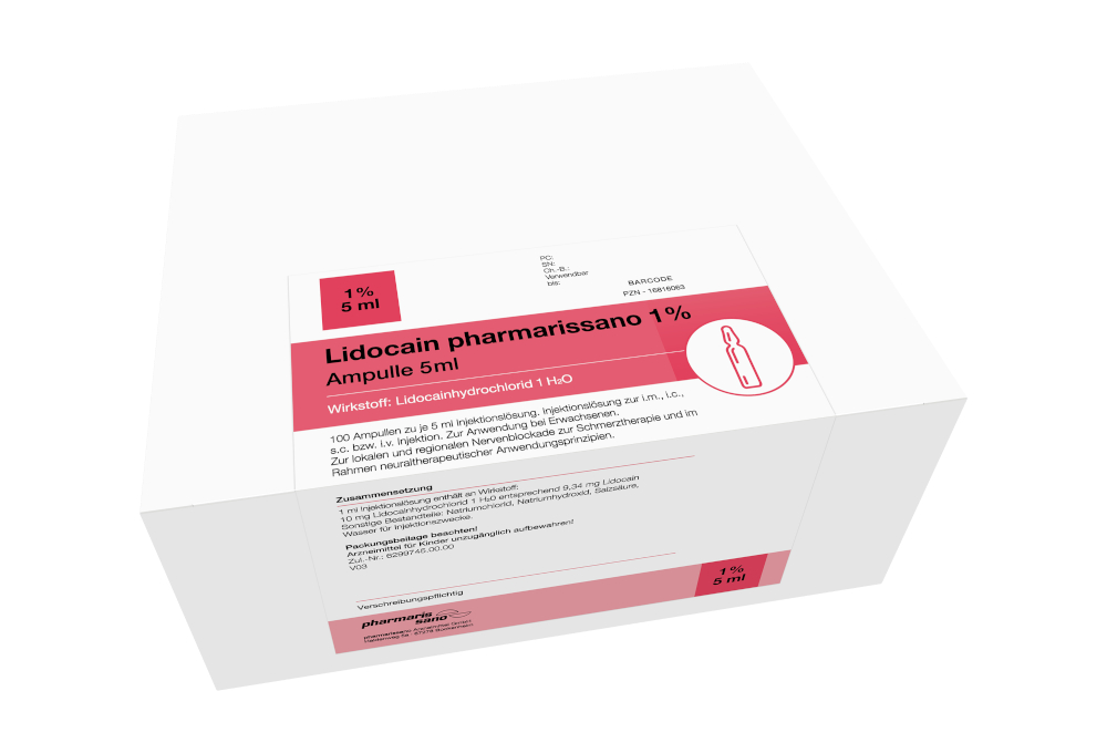 Lidocain pharmarissano 1% Ampulle 5ml 100X5 ml Injektionslösung