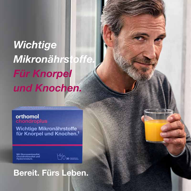 orthomol chondroplus - Nährstoffe mit Glucosamin-, Chondroitinsulfat und Hyaluronsäure - Granulat/Kapseln