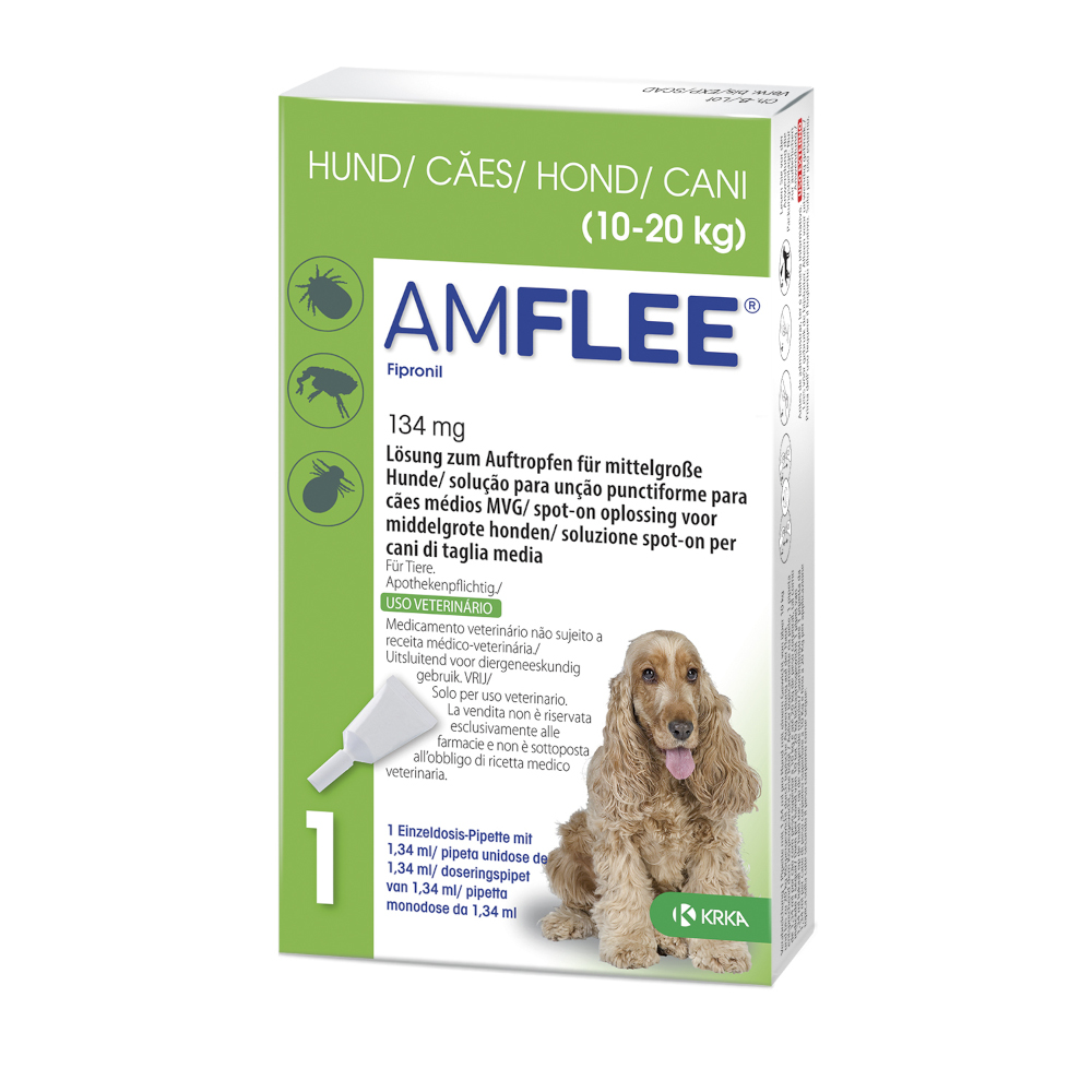 Amflee 134mg Lösung zum Auftropfen für mittelgroße Hunde 3 St Lösung