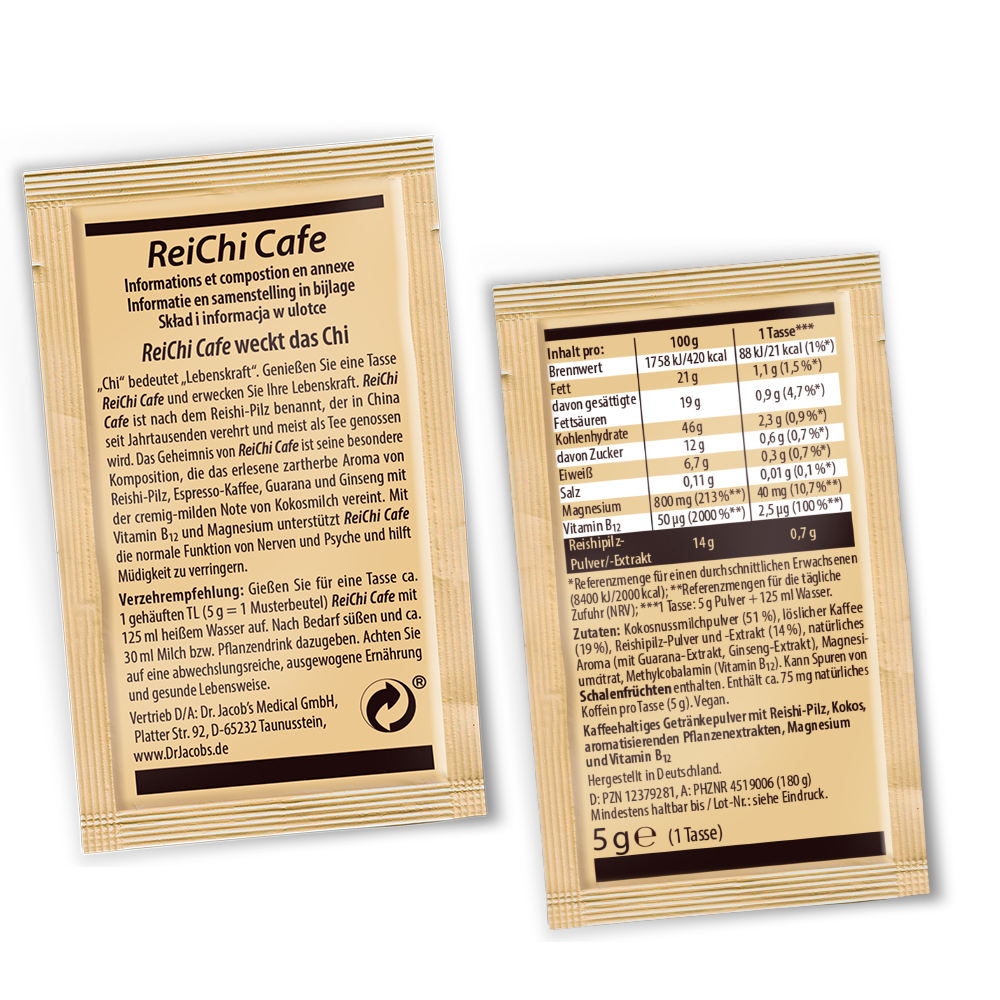 ReiChi Cafe Reishi-Pilz Espresso Kaffee Kokos vegan