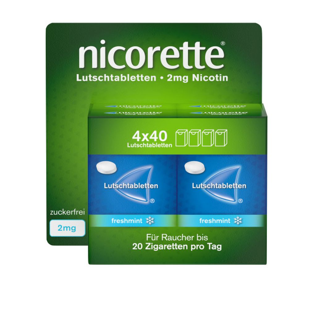 nicorette Lutschtablette freshmint 2 mg Nikotin zur Raucherentwöhnung 160 St Lutschtabletten