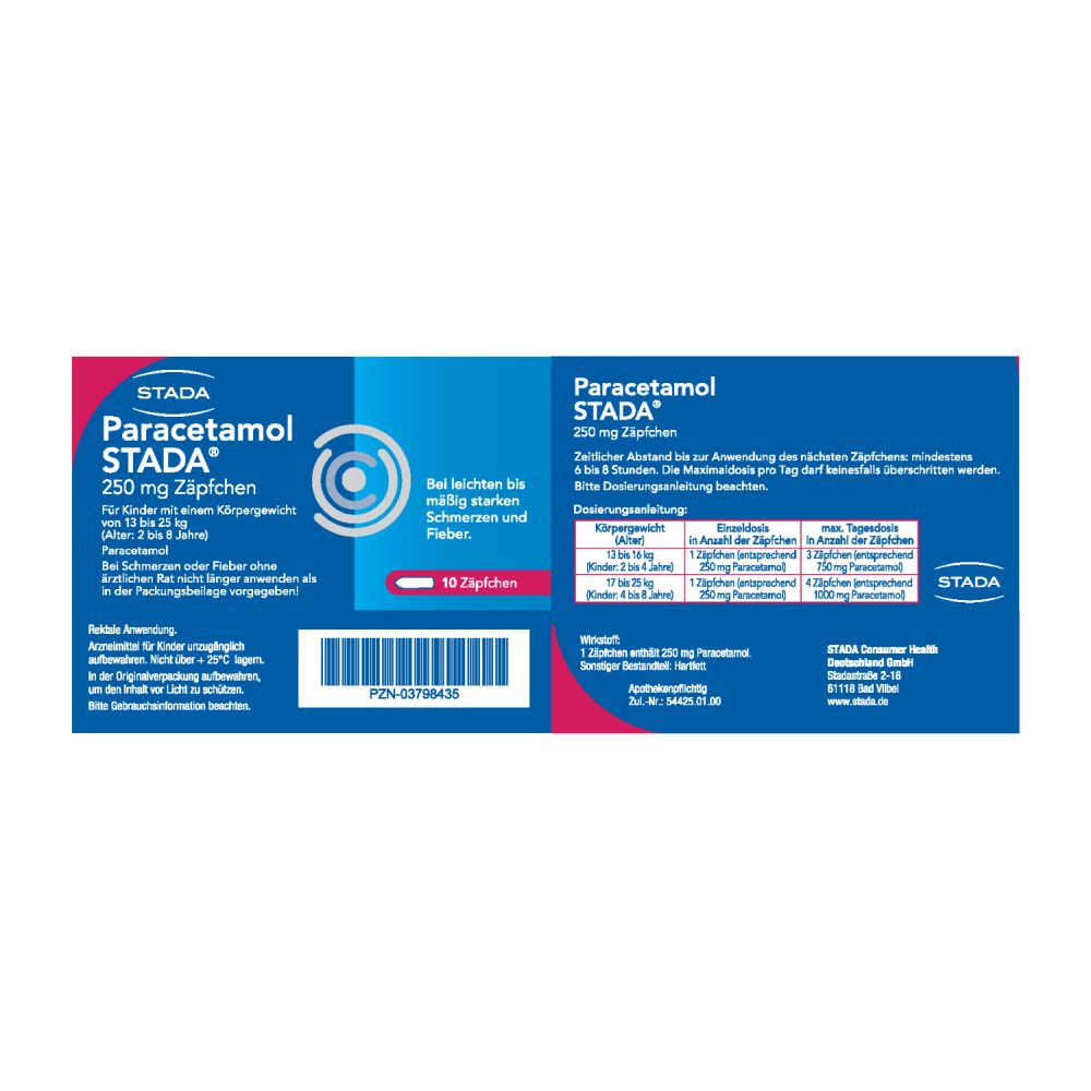 Paracetamol STADA 250 mg 10 St Suppositorien