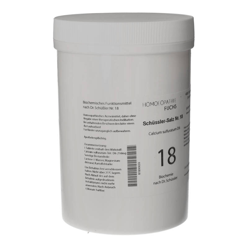 HOMOEOPATHIEFUCHS Schüssler-Salz Nummer 18 Calcium sulfuratum D6 Biochemie 4000 St Tabletten