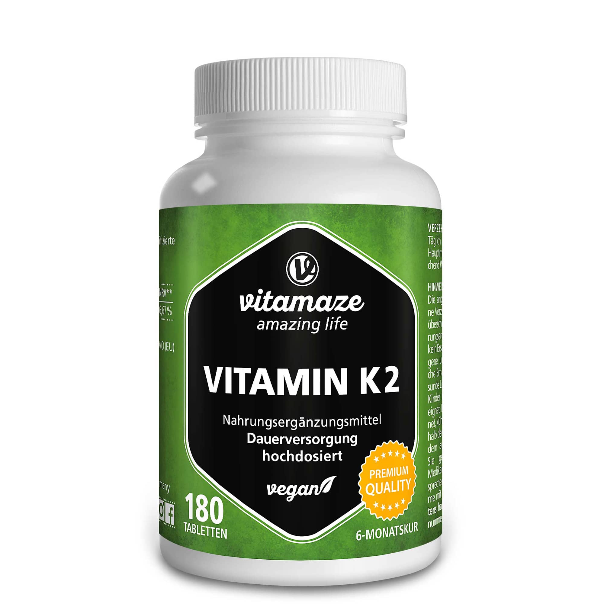 vitamaze VITAMIN K2 200 µg hochdosiert 180 St Tabletten