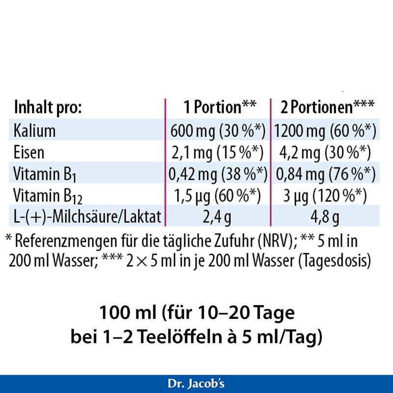 Dr. Jacob's Lactirelle Milchsäure-Cassis-Konzentrat Eisen