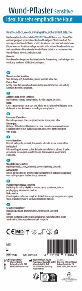 Lifemed Wund-Pflaster Sensitive 2X25 cm Pflaster