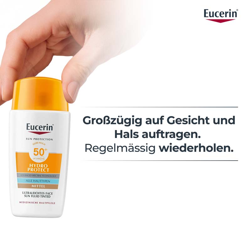 Eucerin SUN HYDRO PROTECT MITTEL ULTRALEICHTES FACE SUN FLUID TINTED LSF 50+  50 ml Creme