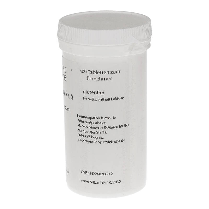 HOMOEOPATHIEFUCHS Schüssler-Salz Nummer 3 Ferrrum phosphoricum D12 Biochemie 400 St Tabletten