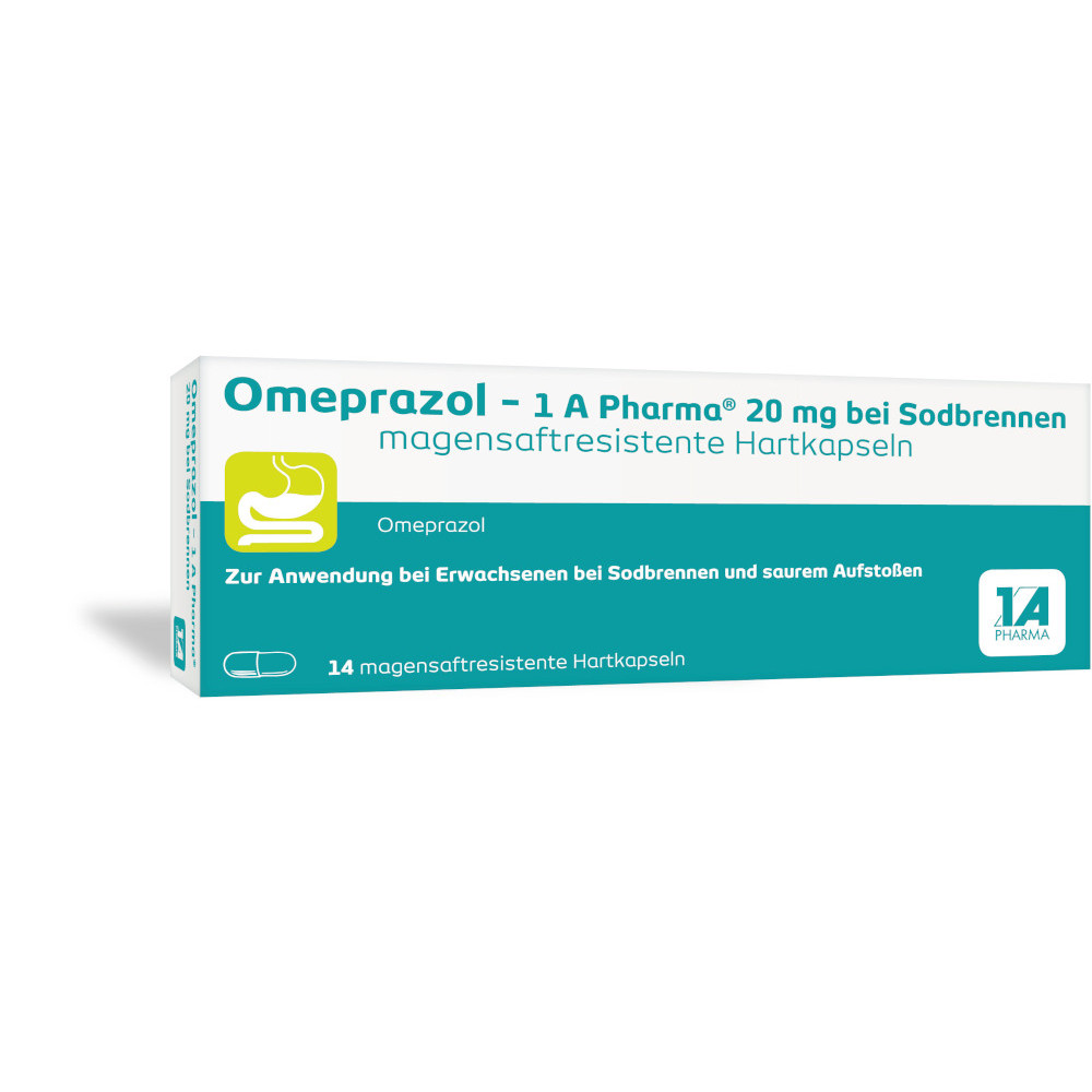 Omeprazol - 1 A Pharma 20 mg bei Sodbrennen 14 St Magensaftresistente Hartkapseln