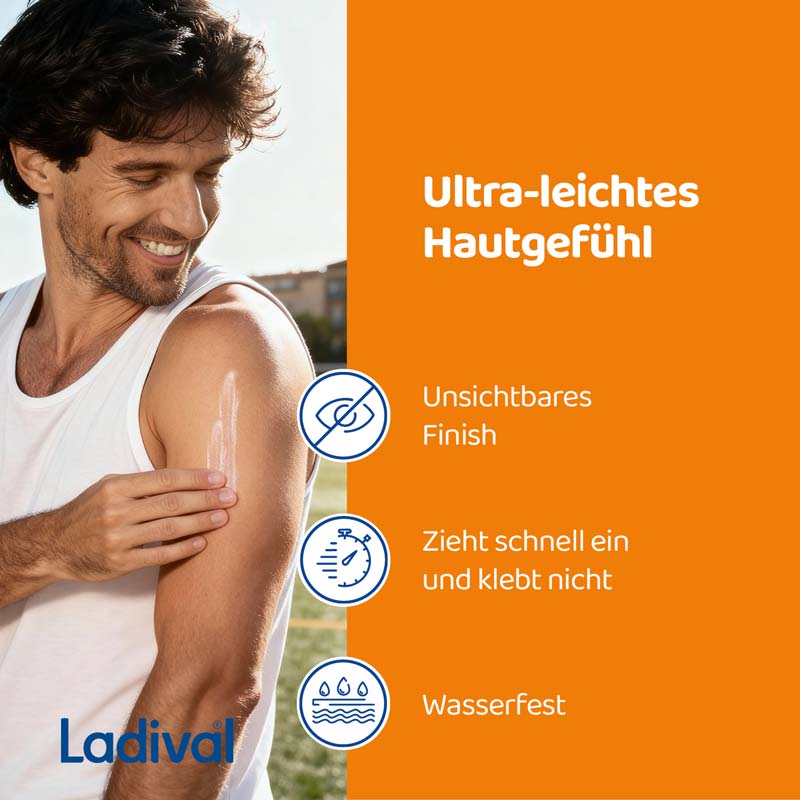 Ladvial Empfindliche & Normale Haut Sonnenschutz-Lotion LSF 50+: Sonnencreme für den Körper, spendet Feuchtigkeit, wasserfest, mit 4-fach Zellschutz, 200ml