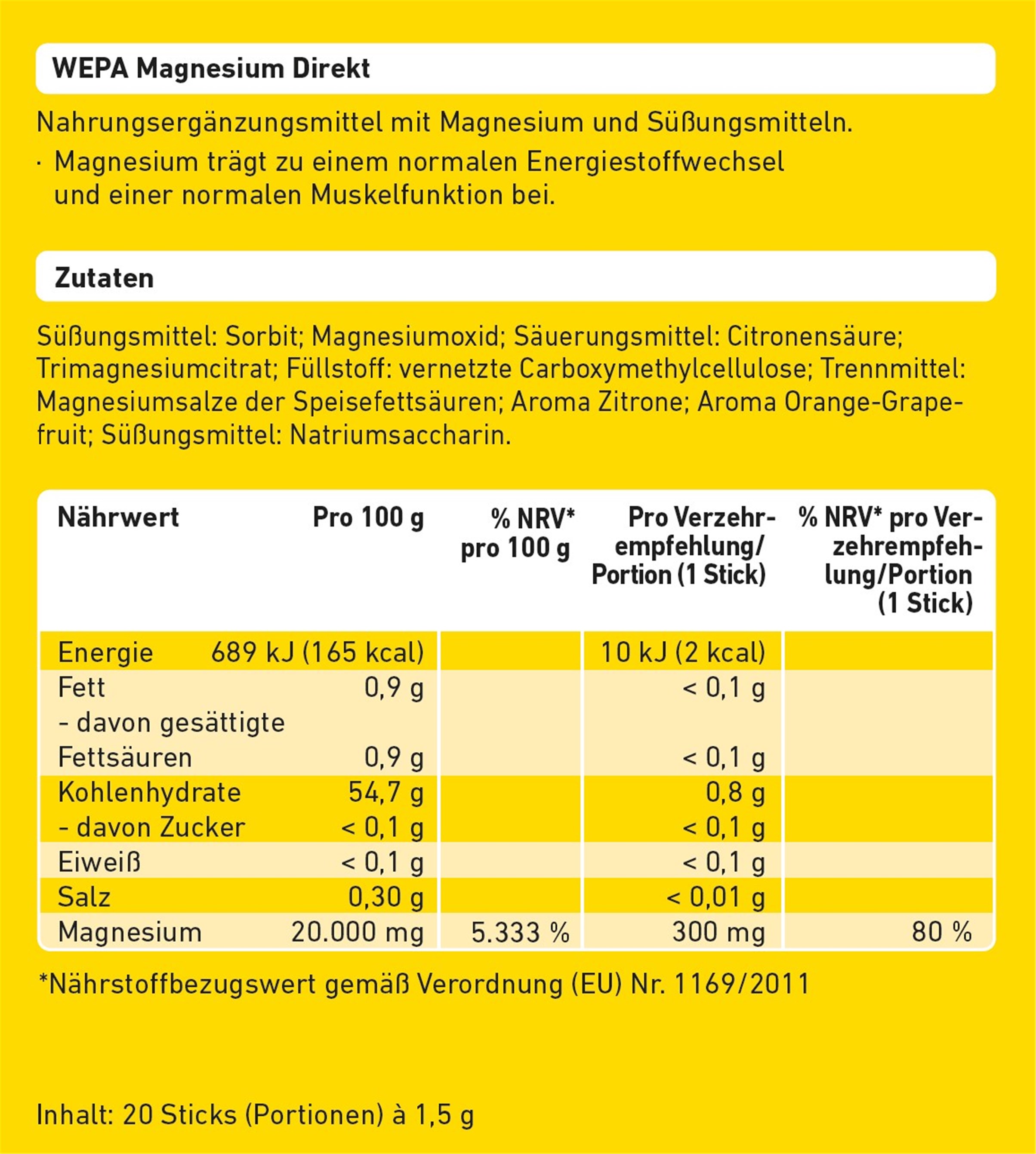 WEPA MAGNESIUM DIREKT 20 St Pulver