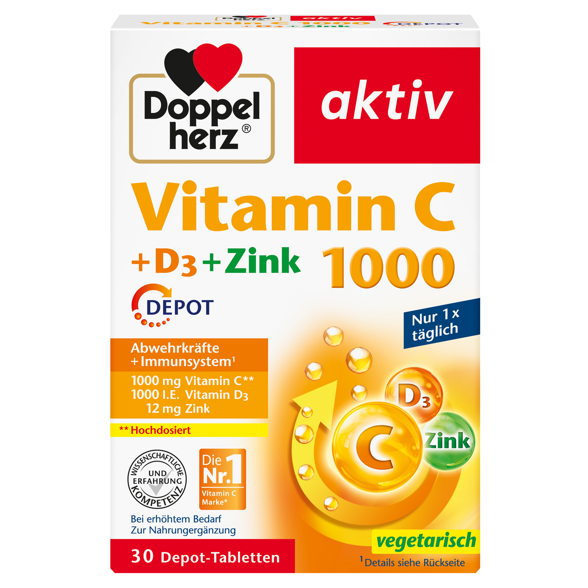 Doppelherz aktiv Vitamin C 1000 + D3 + Zink 30 St Tabletten