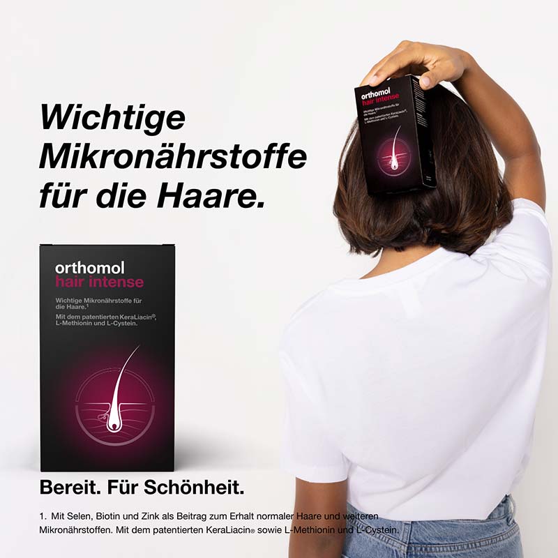 orthomol hair intense - Mikronährstoffe mit Biotin, Kupfer, Zink und dem patentierten KeraLiacin - Kapseln