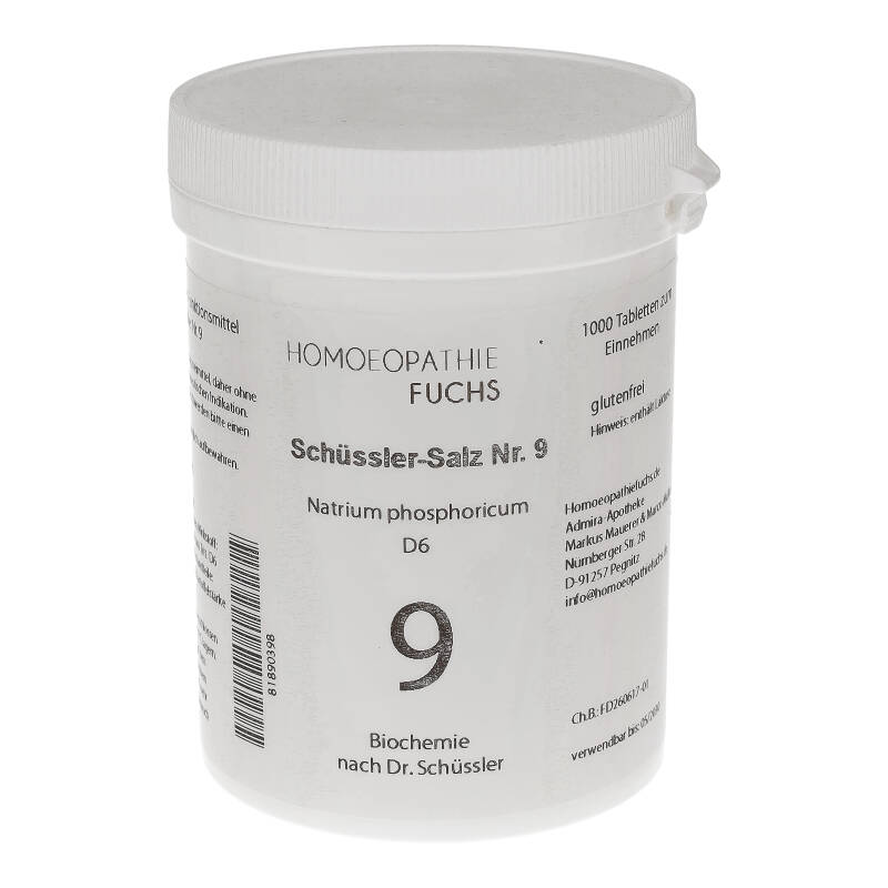 HOMOEOPATHIEFUCHS Schüssler-Salz Nr. 9 Natrium phosphoricum D6 1000 St Tabletten