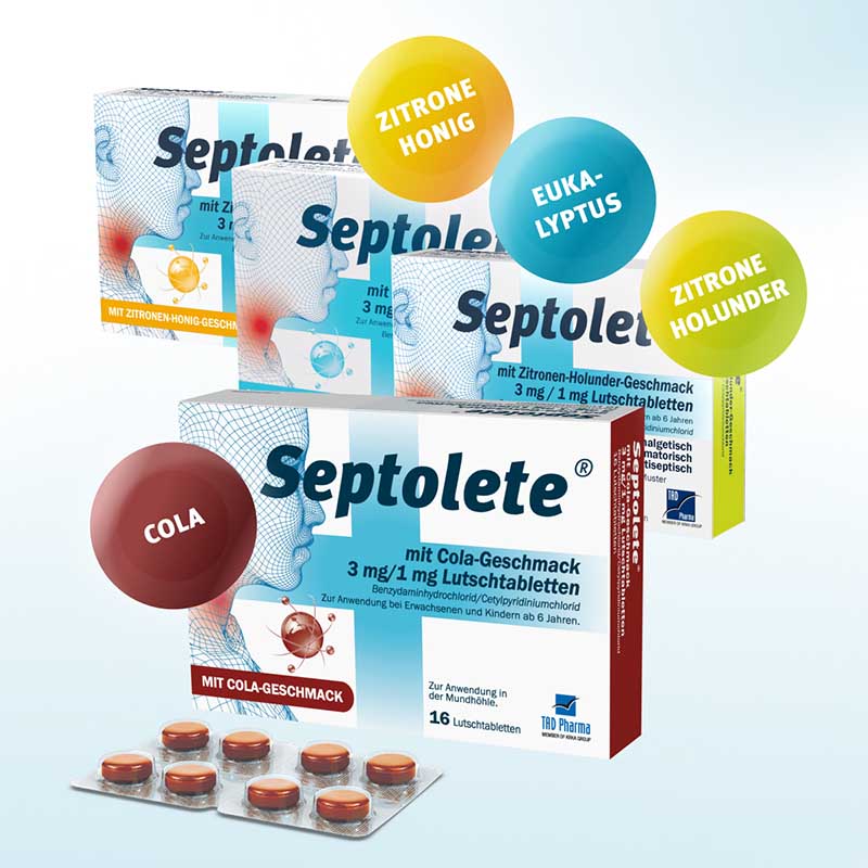 Septolete mit Cola-Geschmack 3mg/1mg 16 St Lutschtabletten