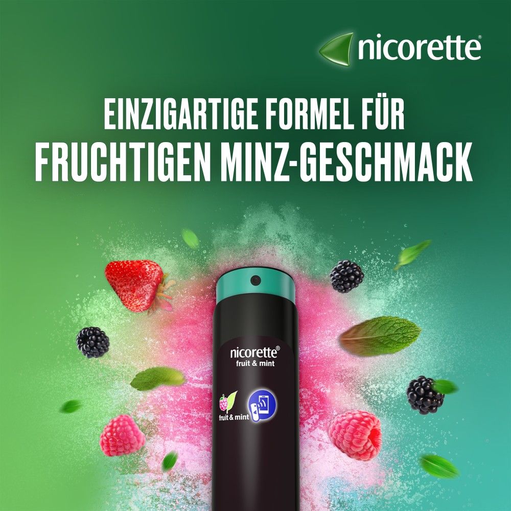 nicorette fruit & mint Spray mit Nikotin, Verbindung mit Tracking-App mögl.