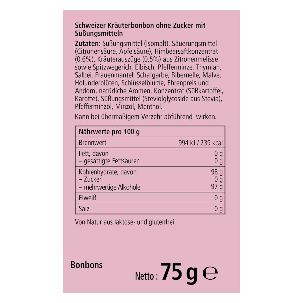 Ricola HIMBEERE MELISSE 75 g Bonbons