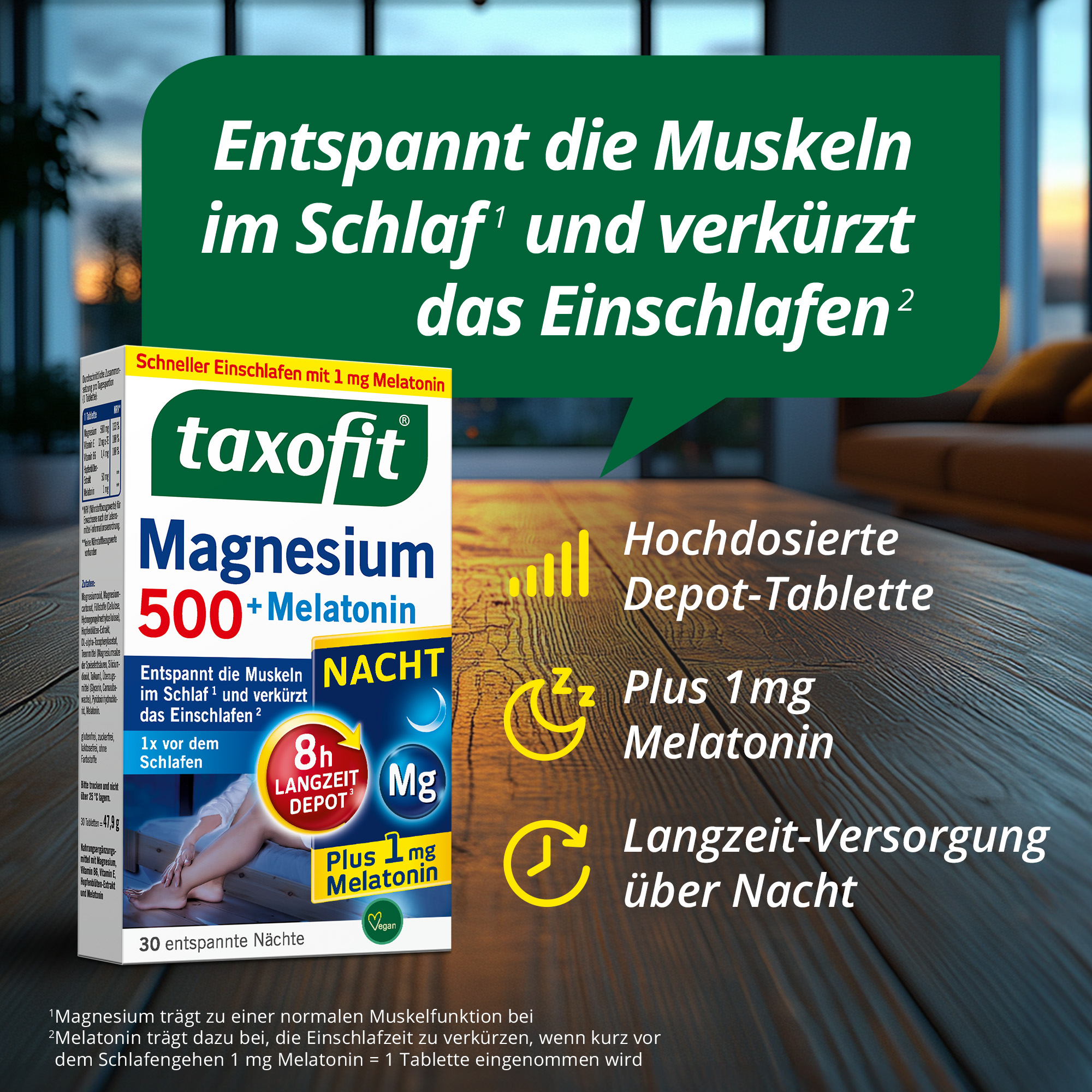 taxofit Magnesium 500 NACHT + MELATONIN 30 St Tabletten