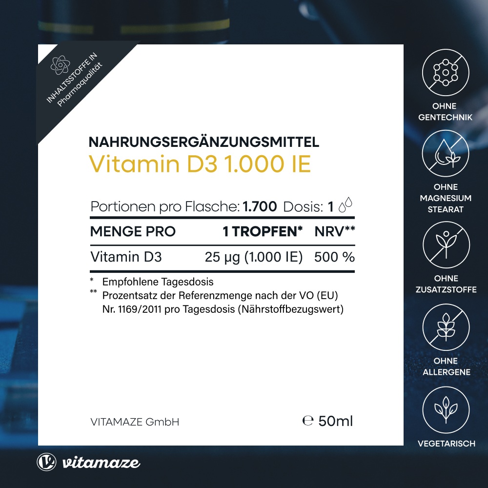 vitamaze VITAMIN D3 TROPFEN 1.000 I.E. 50 ml Tropfen