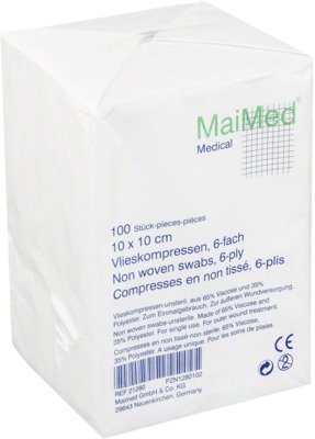 VLIESKOMPRESSEN 10x10 cm unsteril 6fach 100 St Kompressen