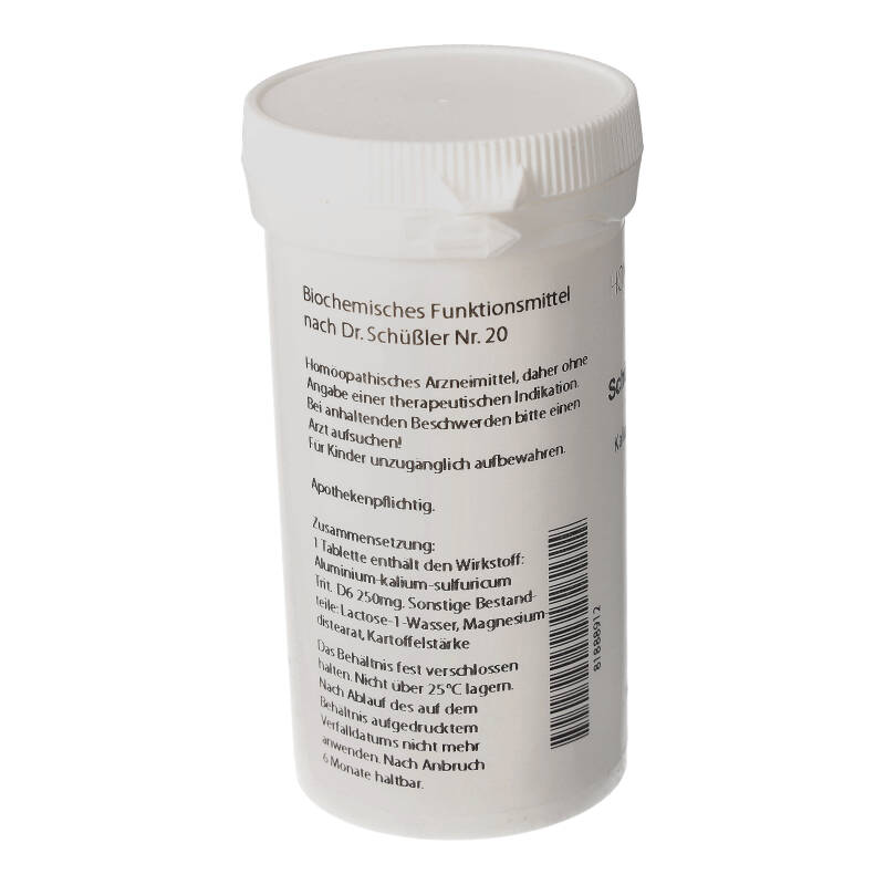 HOMOEOPATHIEFUCHS Schüssler-Salz Nummer 20 Kalium aluminium sulfat D6 Biochemie 400 St Tabletten