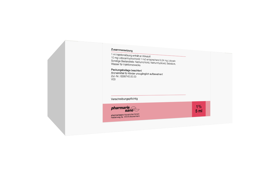 Lidocain pharmarissano 1% Ampulle 5ml 100X5 ml Injektionslösung