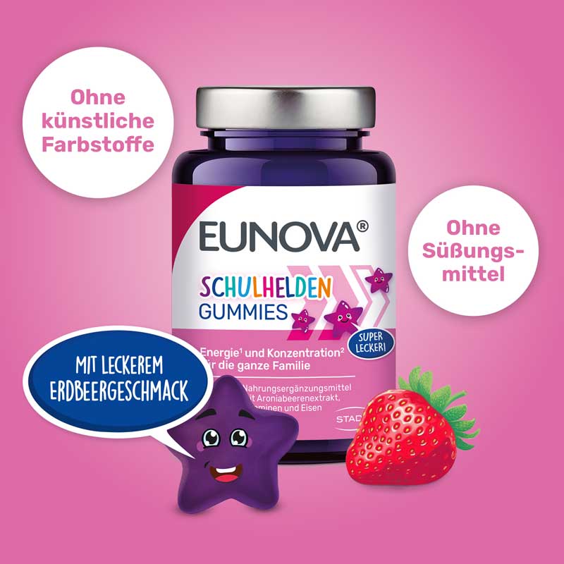 : EUNOVA Schulhelden Gummies: Multivitamine für Kinder & die ganze Familie 60 St Bonbons