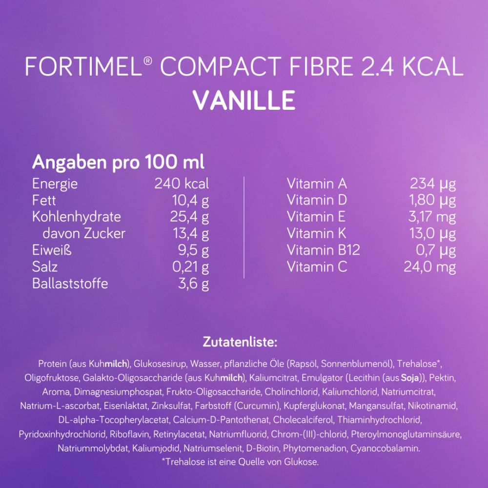 Fortimel Compact Fibre 2.4 Trinknahrung Vanille 4X125 ml Flüssigkeit
