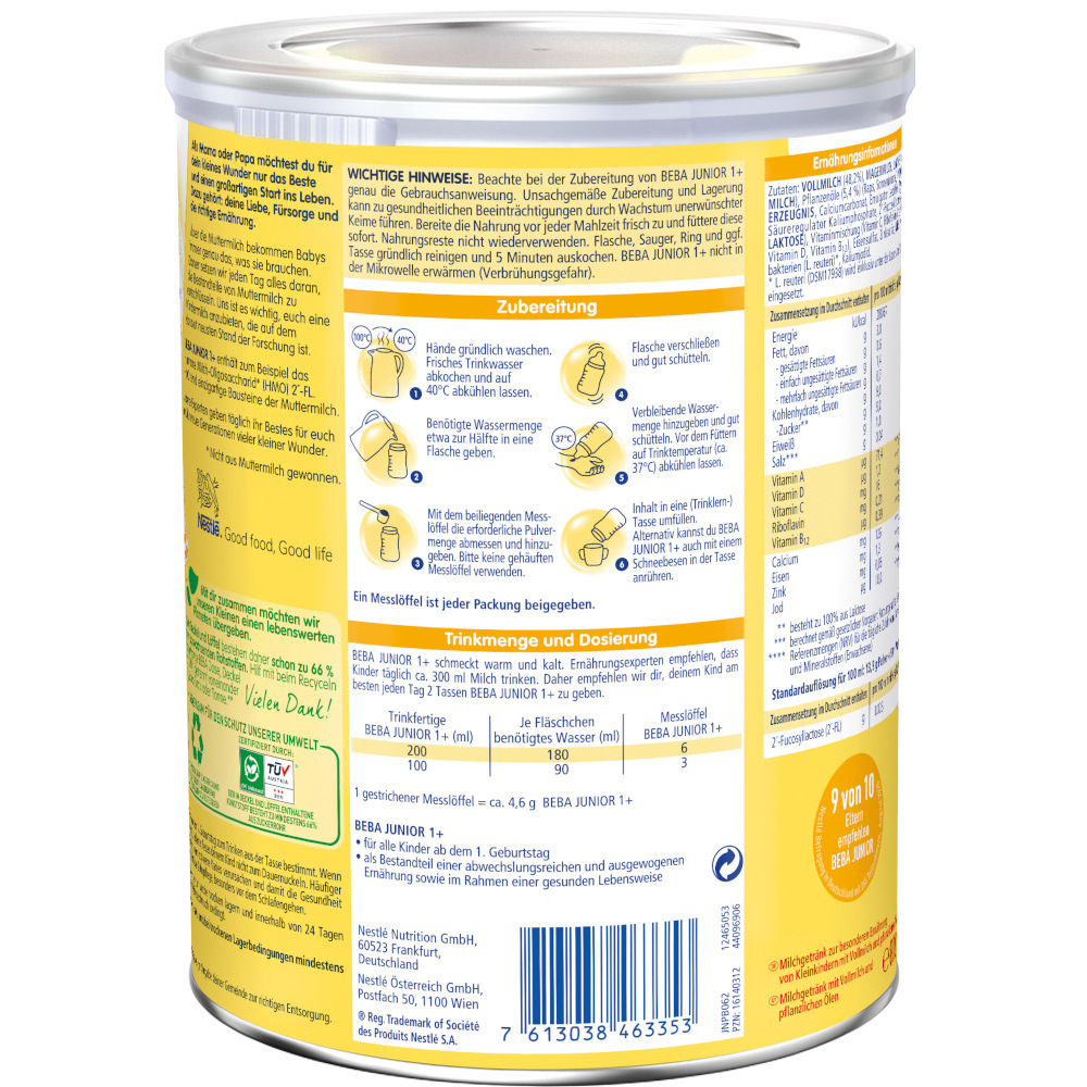 Nestle BEBA HMO 1+ JUNIOR KINDERMILCH 800 g Pulver