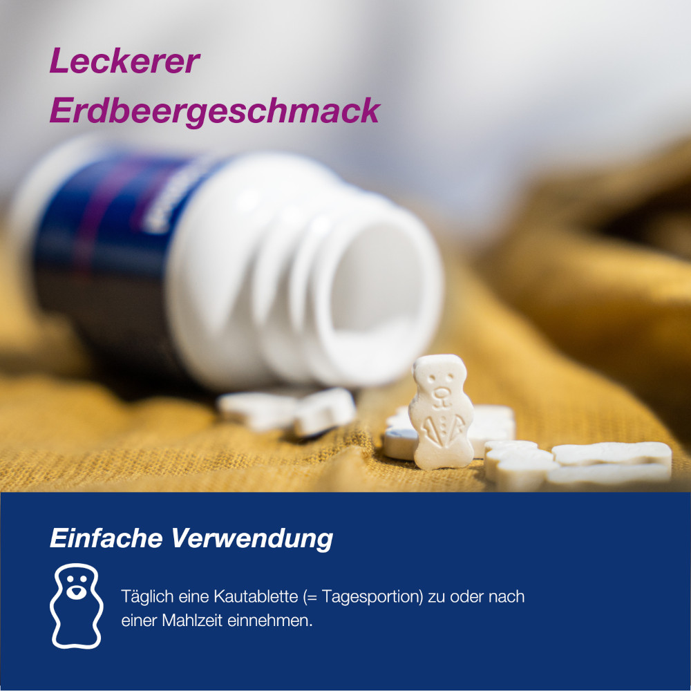 orthomol pro junior - enthält eine Kombination ausgewählter Darmsymbionten und Vitamin C - Kautabletten