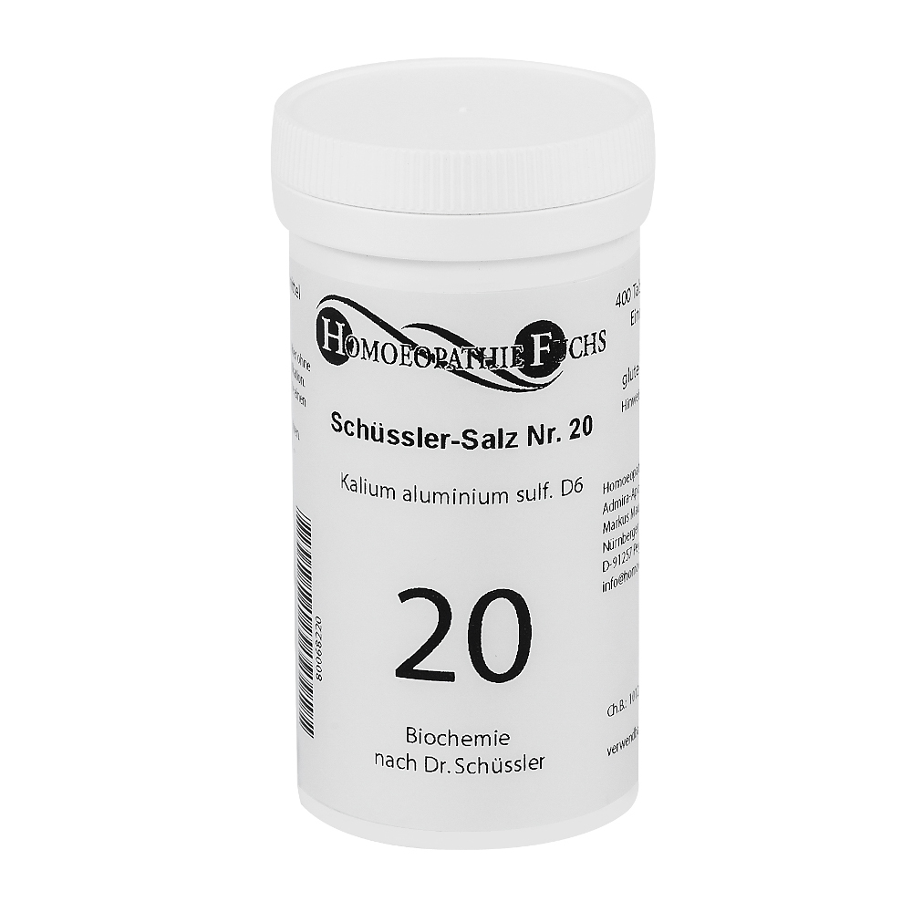 HOMOEOPATHIEFUCHS Schüssler-Salz Nummer 20 Kalium aluminium sulfat D6 Biochemie 400 St Tabletten