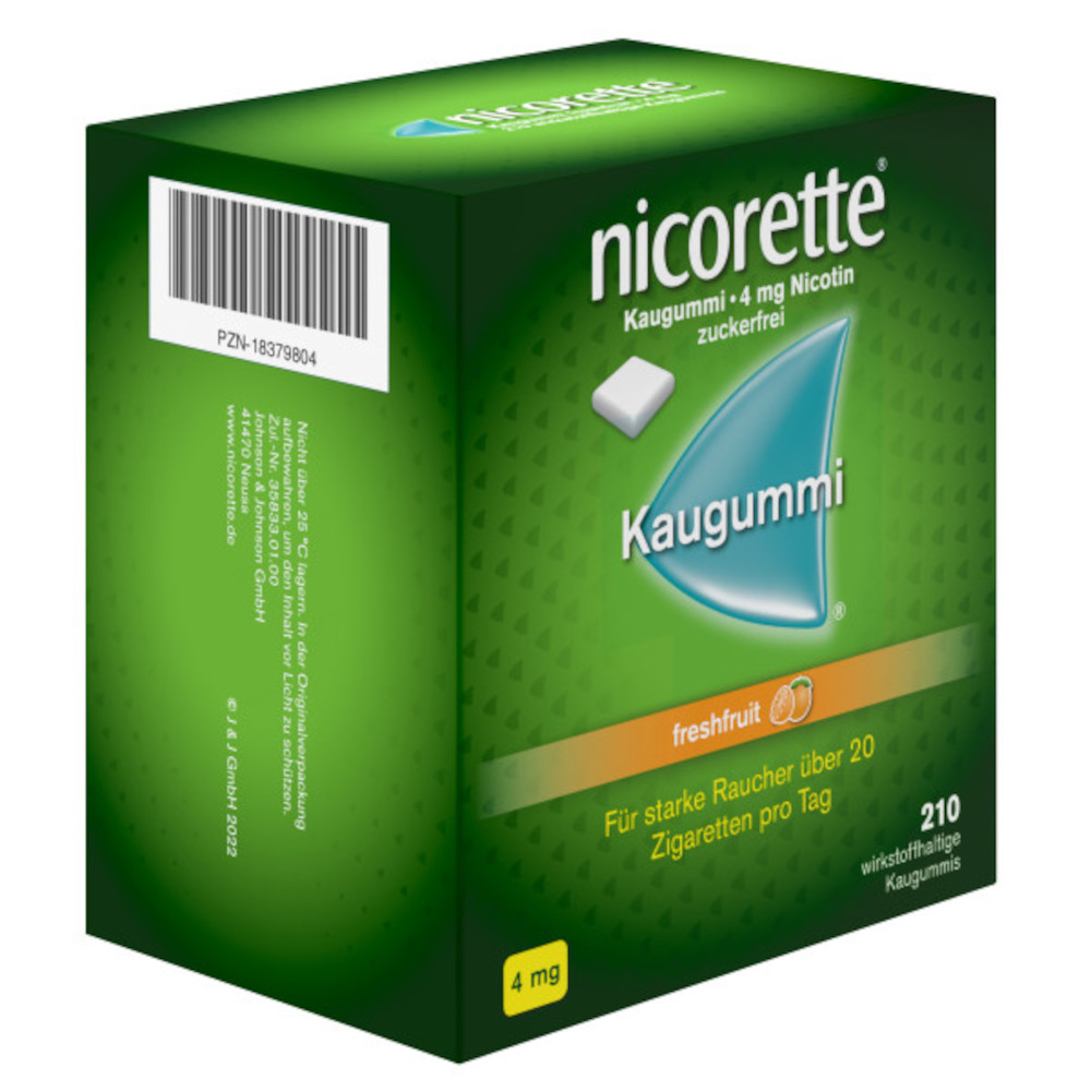 nicorette 4 mg Nikotinkaugummi freshfruit zur Raucherentwöhnung 210 St Kaugummi