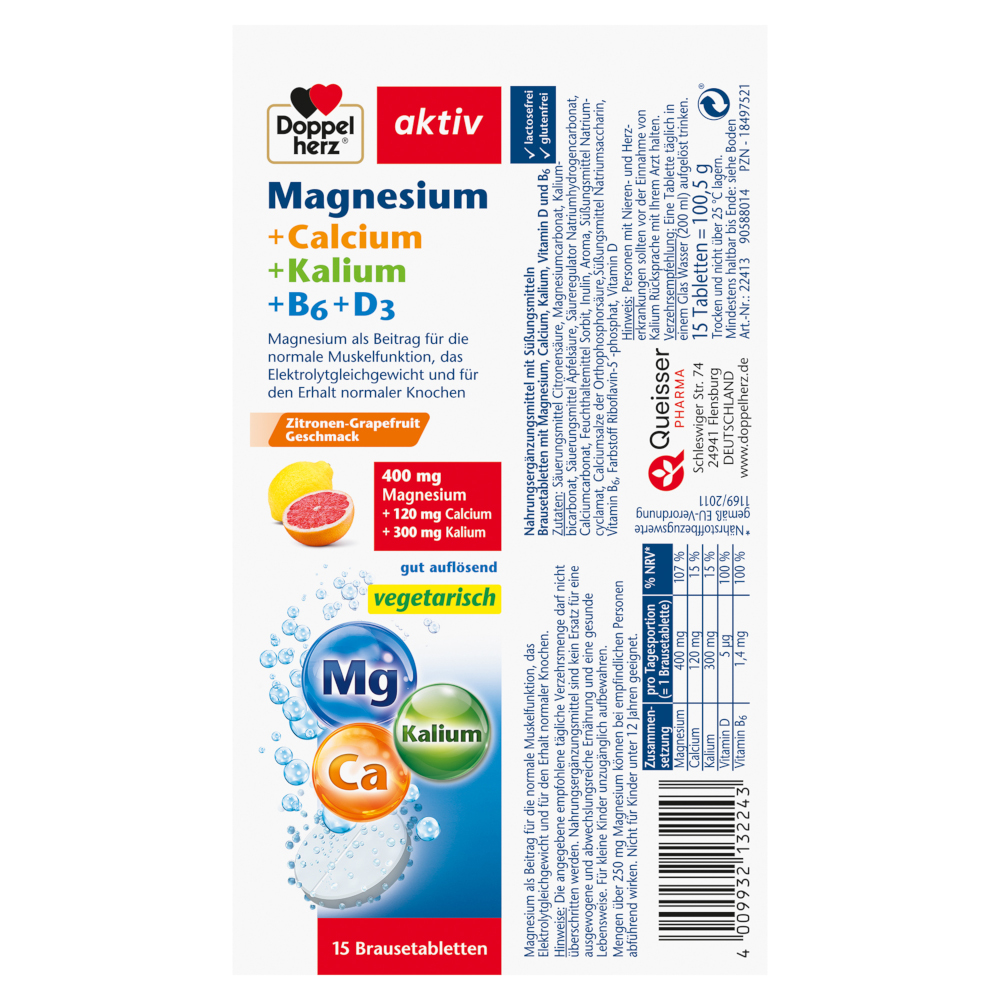 Doppelherz aktiv Magnesium + Calcium + Kalium 15 St Brausetabletten