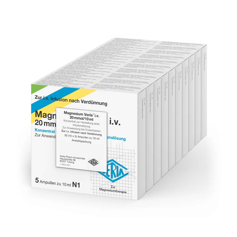 Magnesium Verla i.v. 20 mmol / 10 mol 50 St Infusionslösungskonzentrat