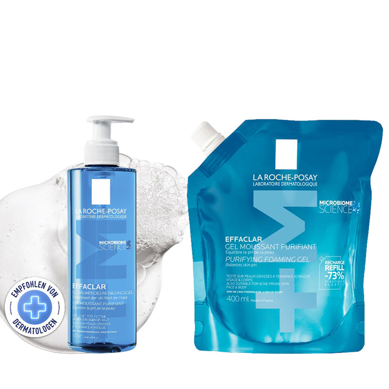 LA ROCHE-POSAY EFFACLAR SCHÄUMENDES REINIGUNGSGEL + Nachfüllpack Set 1 St Sparset