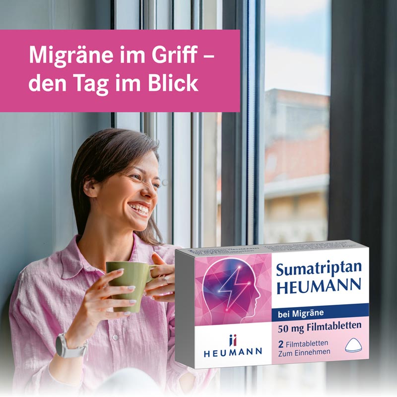 Sumatriptan HEUMANN bei Migräne 50 mg 2 St Filmtabletten