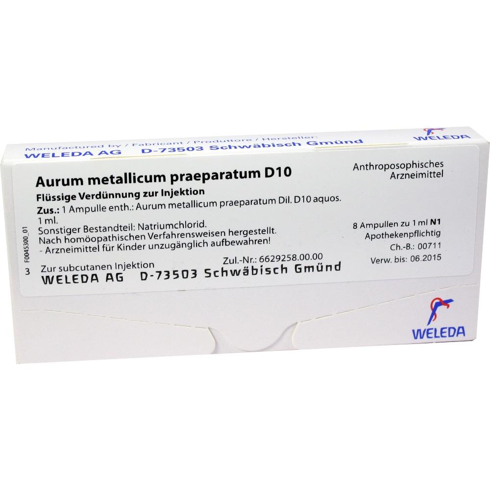 WELEDA AURUM METALLICUM PRAEPARATUM D 10 Ampullen 8 St Ampullen