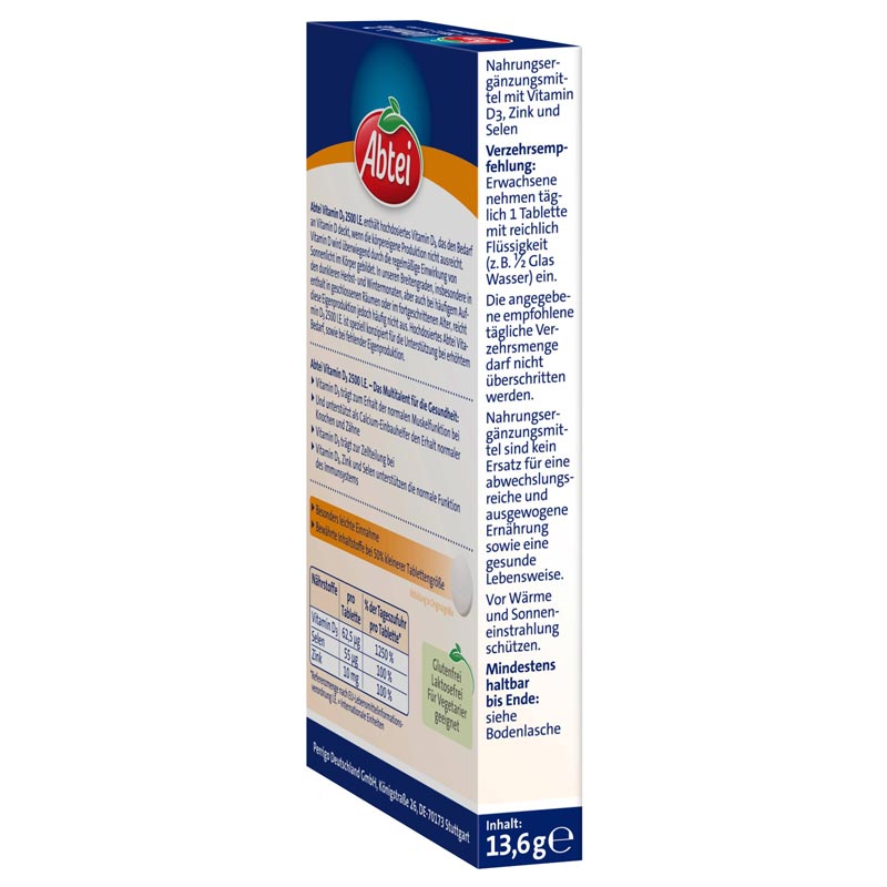 Abtei Vitamin D3 2500 I.E. + Zink + Selen 50 St Tabletten