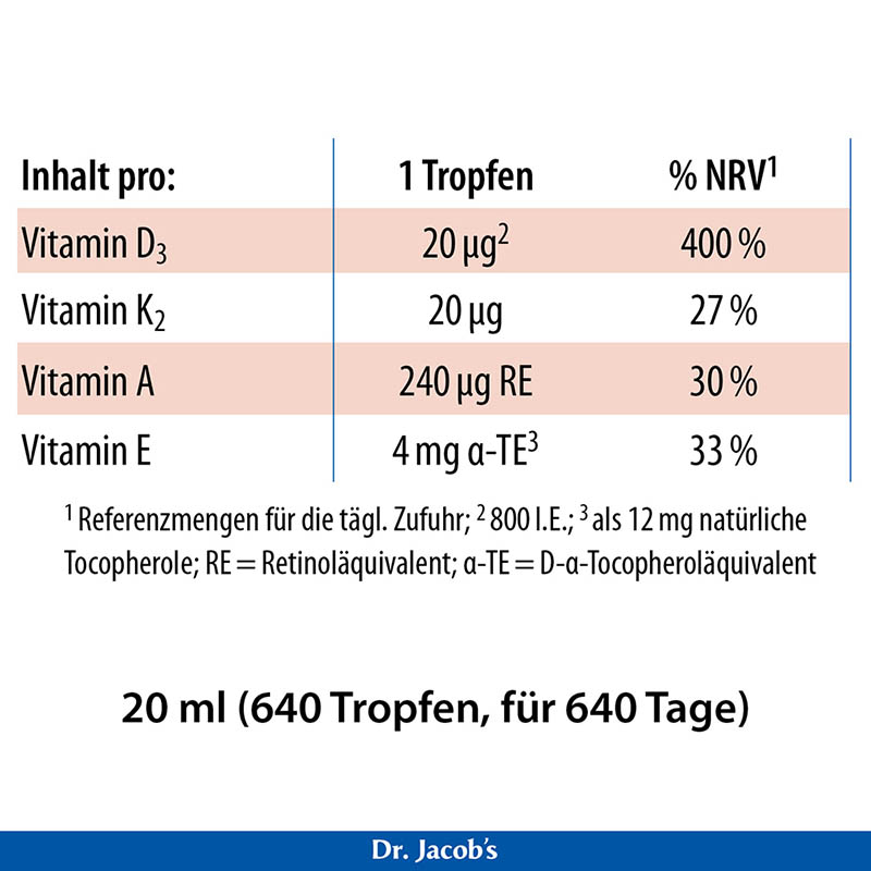 Dr. Jacob's DEKA Öl 800 IE Vitamin D3+K2+A+E