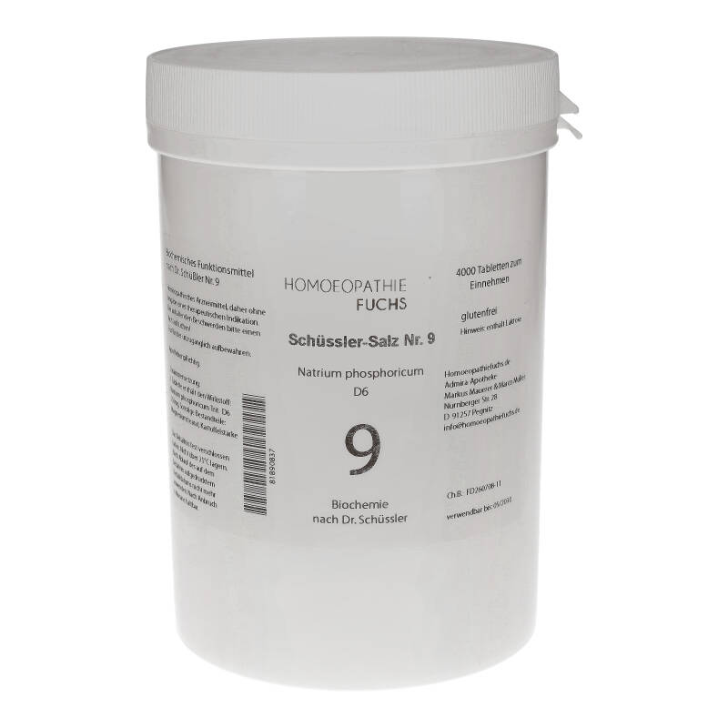 HOMOEOPATHIEFUCHS Schüssler-Salz Nummer 9 Natrium phosphoricum D6 Biochemie 4000 St Tabletten