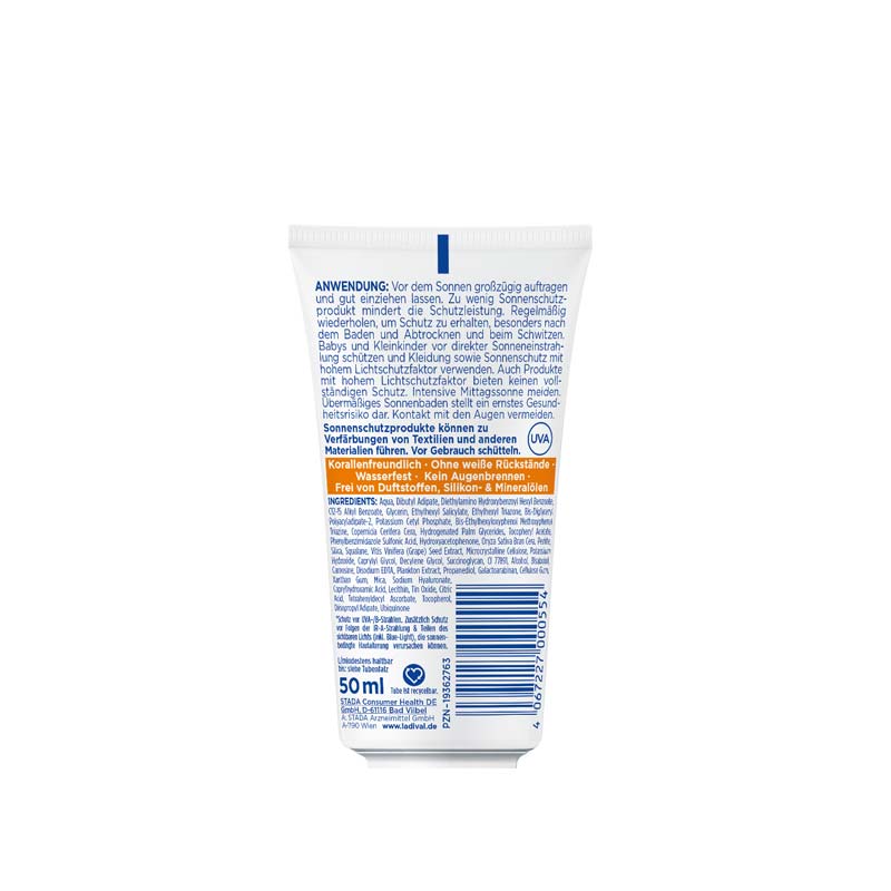 Ladival Empfindliche & Normale Haut Sonnenschutz-Lotion LSF 50+: Sonnencreme für das Gesicht bei empfindlicher und normaler Haut, mit 4-fach Zellschutz, Hyaluronsäure & Photolyase, 50ml