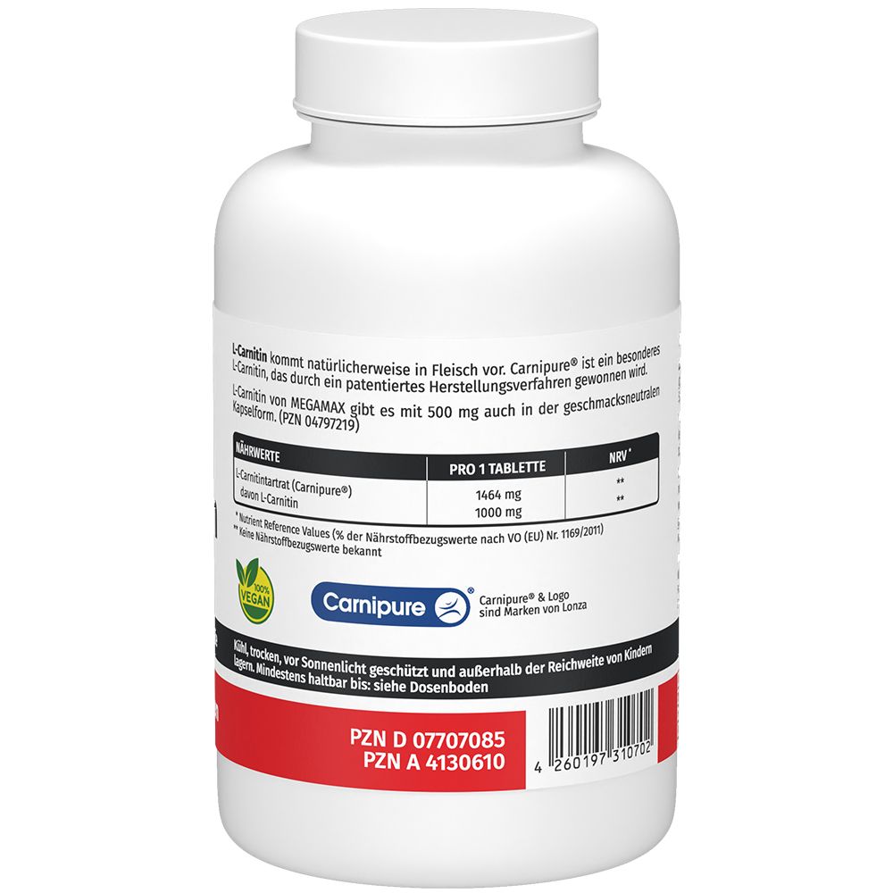 L-CARNITIN 1000 mg Megamax Tabletten 60 St Tabletten