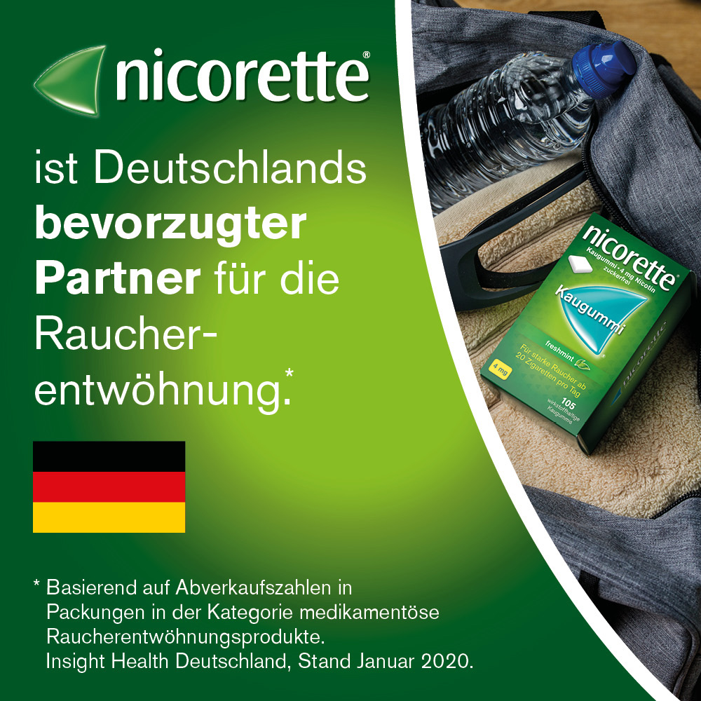 nicorette 4 mg Nikotinkaugummi freshmint für Raucher zum Aufhören
