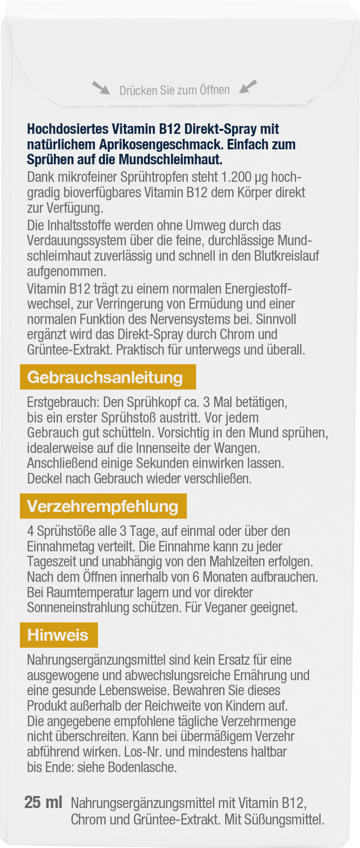 BetterYou Boost 1.200 µg Vitamin B12 Direkt-Spray 25 ml Spray