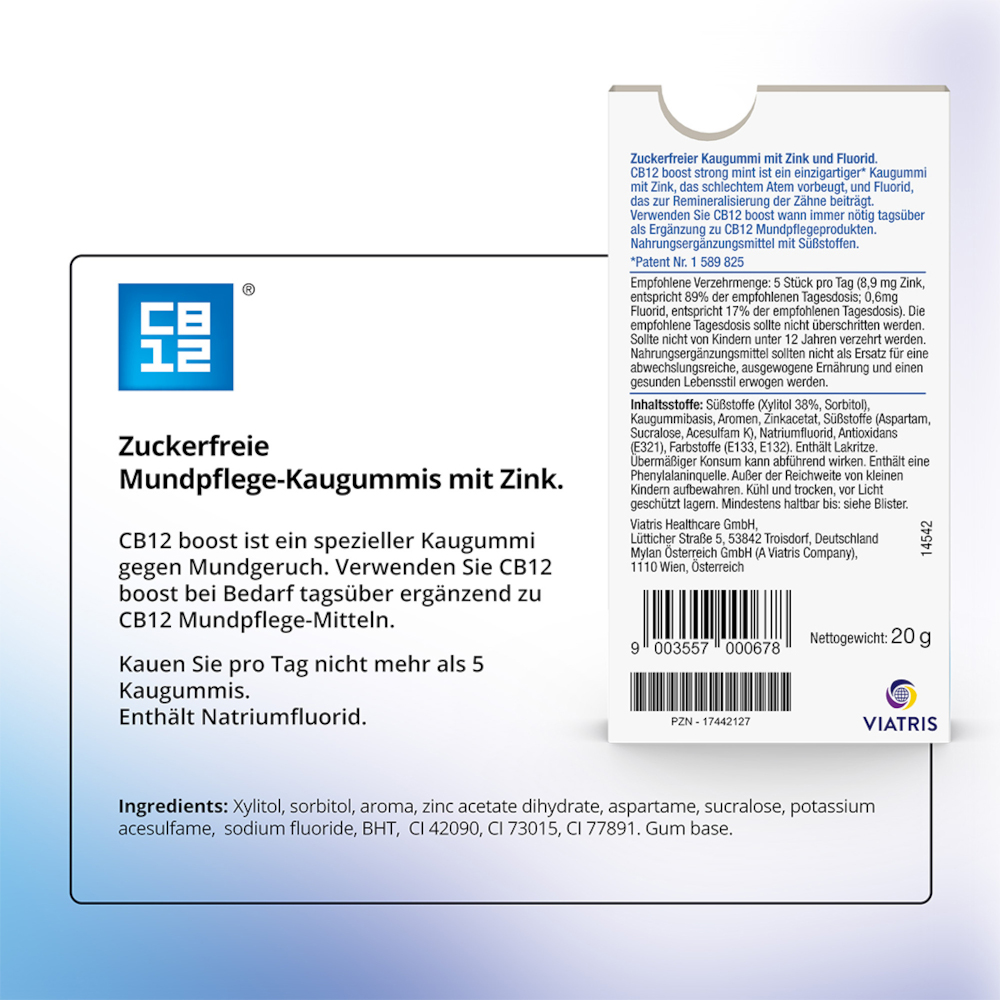 CB12 BOOST GUM strong mint XYLITOL-KAUGUMMI 10 St Kaugummi