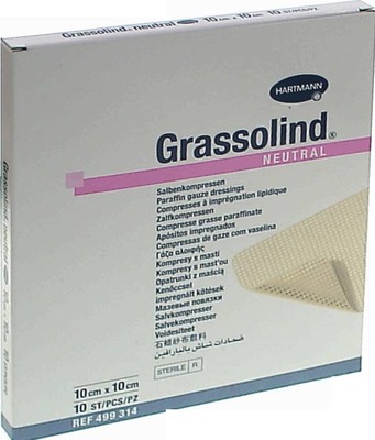 GRASSOLIND Salbenkompressen 10x10 cm steril 10 St Kompressen
