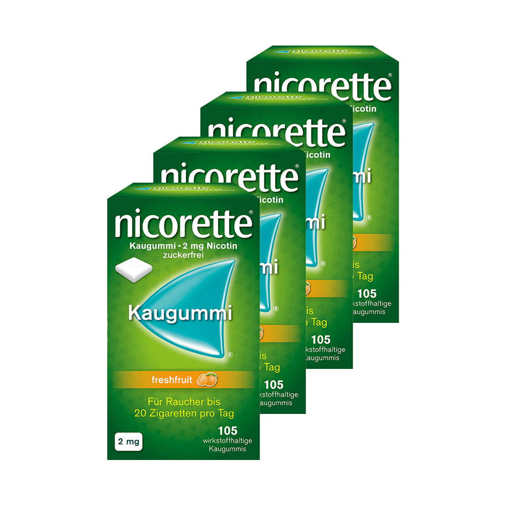 nicorette Kaugummi 2mg freshfruit 105 Stk. 4er Set 4X105 St Kaugummi