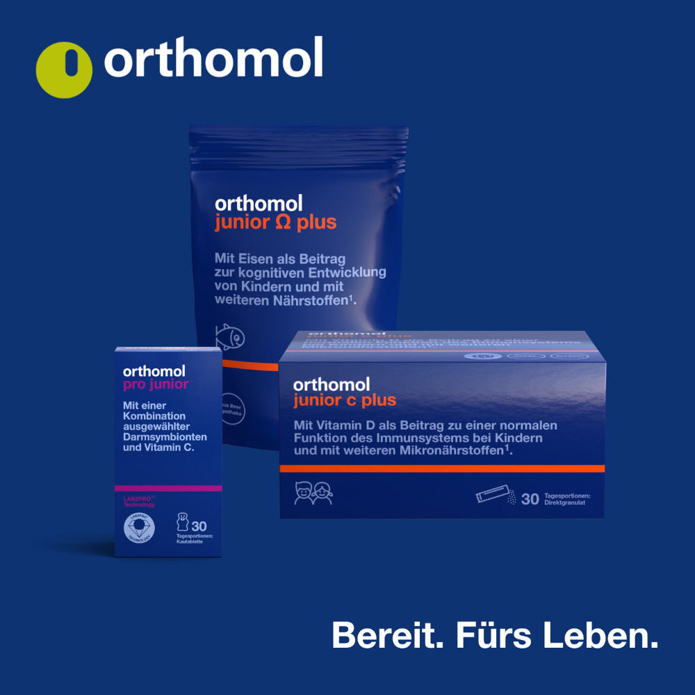 orthomol pro junior - enthält eine Kombination ausgewählter Darmsymbionten und Vitamin C - Kautabletten
